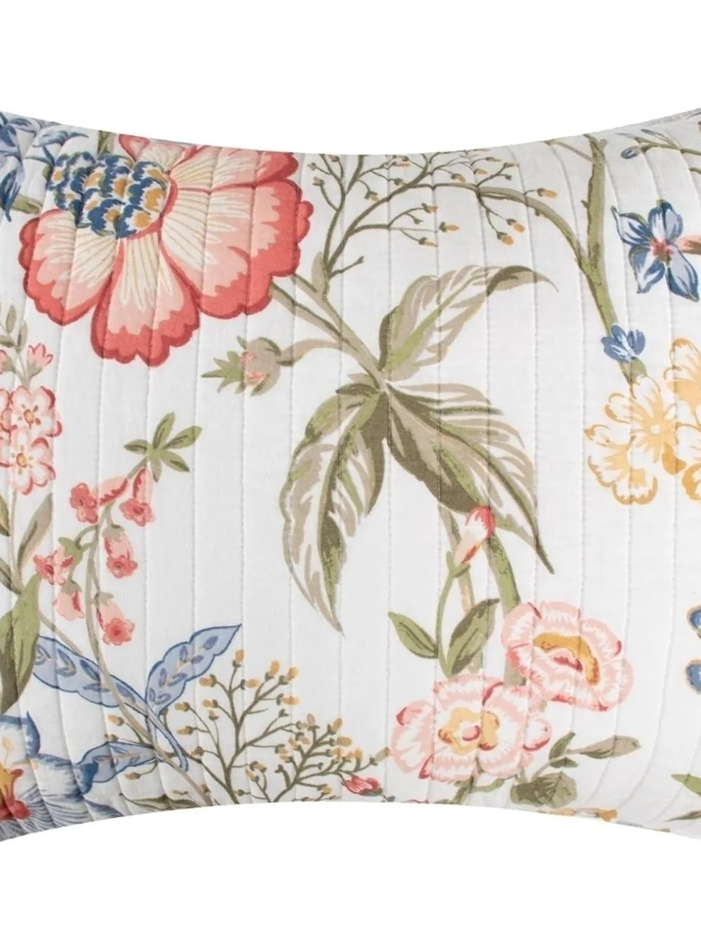 Floral Cotton Quilt Set in Blue and Cream - Brand: